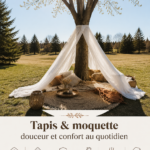 Tapis doux et moderne dans un salon chaleureux.
