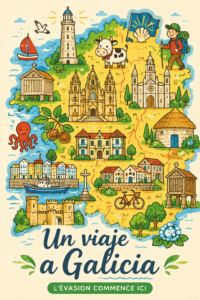 Vue panoramique sur les paysages verdoyants de la Galice, en Espagne.