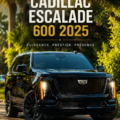 Vue avant du Cadillac Escalade 600 2025, un SUV de luxe idéal pour les aventures en plein air.