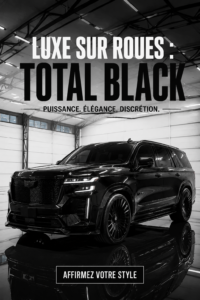 Vue élégante de la Cadillac Escalade V noire, véhicule de luxe sur roues.
