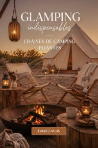 Une chaise de camping pliante dans un cadre de glamping confortable en pleine nature