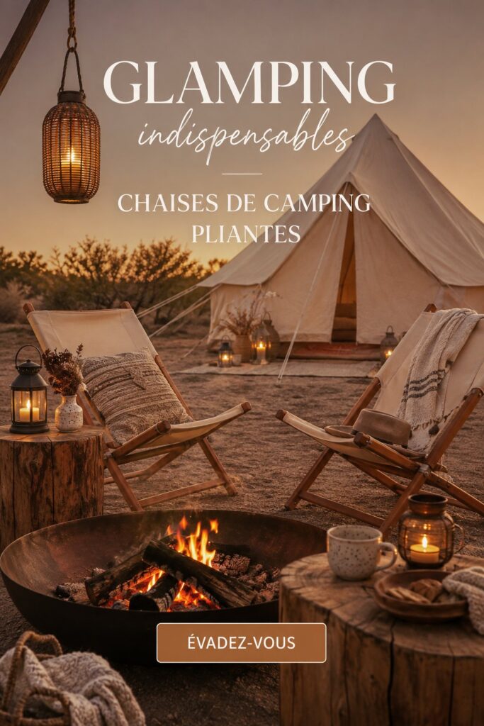 Une chaise de camping pliante dans un cadre de glamping confortable en pleine nature