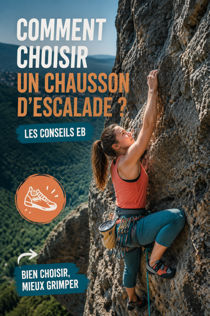 Femme essayant des chaussons d'escalade en magasin, choisissant le bon modèle.