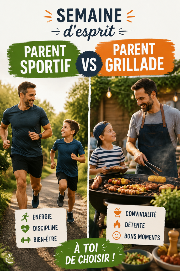 Image de familles réunies autour d'un barbecue et d'activités sportives