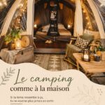 Une tente aménagée confortablement pour une expérience de glamping.