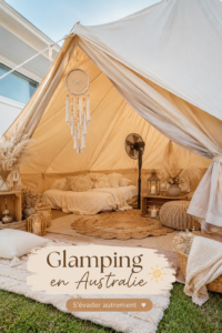 Un hébergement glamping bien décoré en pleine nature australienne