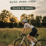 Une femme joyeuse lors d'une sortie en gravel bike sur un chemin de gravier
