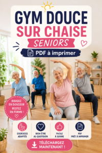 Femme senior pratiquant des exercices de gym douce sur une chaise