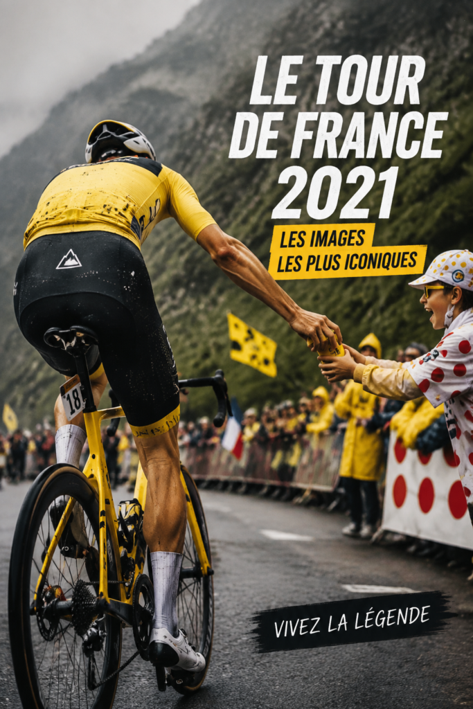 Cyclistes en pleine course sur les routes emblématiques du Tour de France 2021.