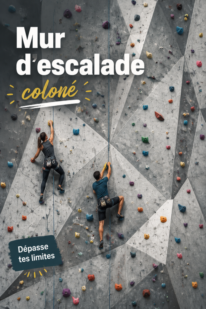 Mur d'escalade coloré à l'intérieur, conçu pour des activités familiales