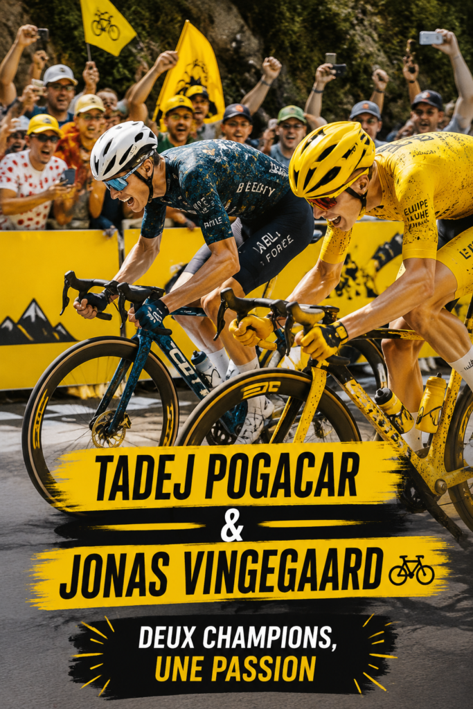 Tadej Pogacar et Jonas Vingegaard lors d'une course de cyclisme