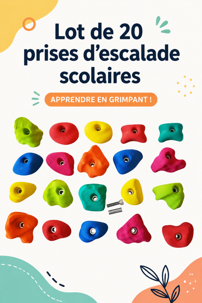 Mur d'escalade scolaire avec des prises colorées - activité sportive pour enfants