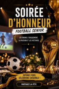 Groupe de seniors célébrant lors d'une soirée de football, entourés de décorations festives.