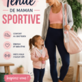 Une maman en tenue de sport moderne et élégante à l'extérieur, prête pour l'exercice.
