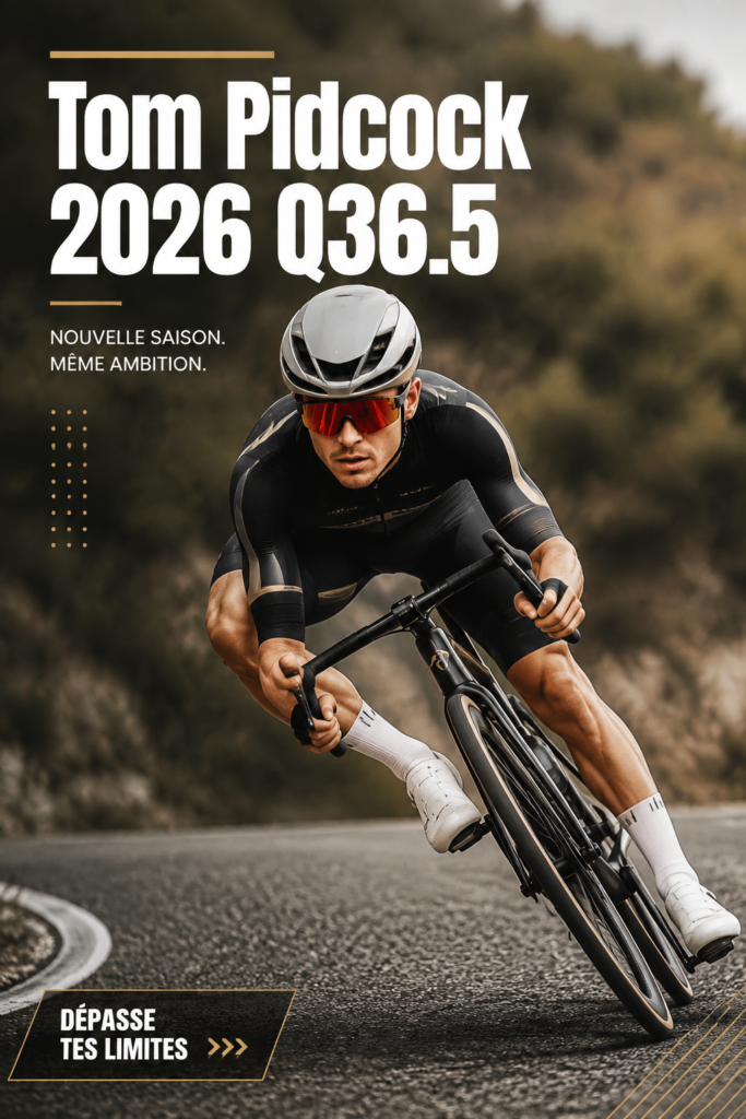 Tom Pidcock en pleine action sur son vélo, inspirant les passionnés de cyclisme.