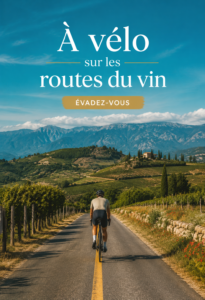 Femme admirant des paysages viticoles lors d'une balade à vélo