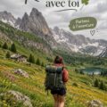 Femme en randonnée dans un cadre naturel apaisant, positivant son bien-être.