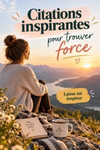 Un montage de citations inspirantes sur un fond naturel, évoquant force et motivation.