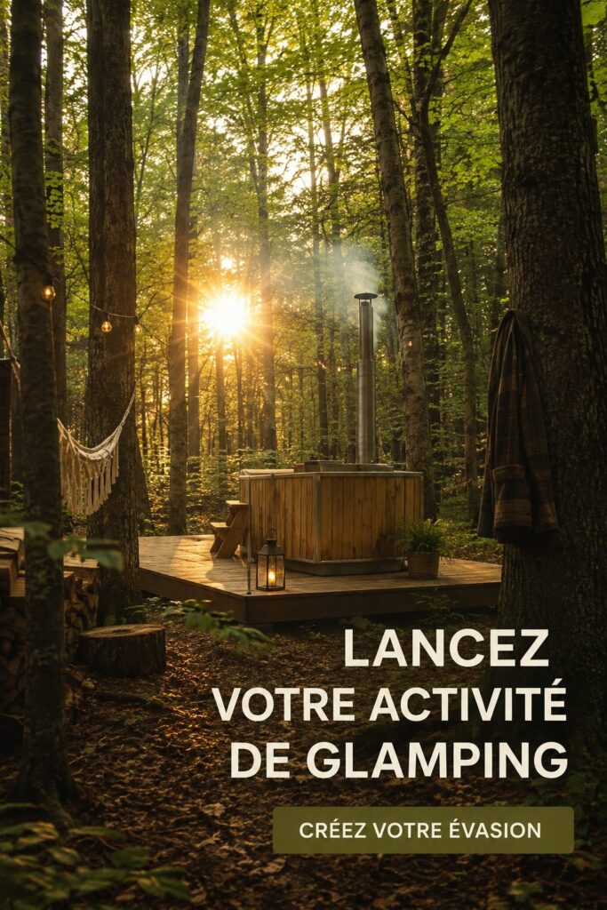 Image d'un espace de glamping avec des tentes confortables dans un environnement naturel