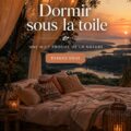 Femme dormant sous une toile en pleine nature avec des arbres autour