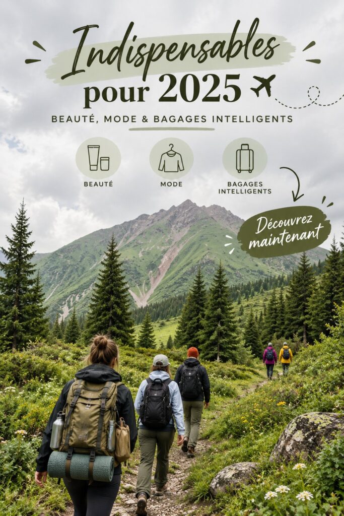 Femme préparant sa valise avec des produits de beauté et des vêtements élégants pour voyager.