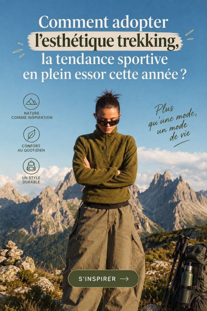 Femme dans une tenue trekking moderne, alliant confort et style en pleine nature.