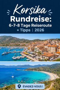 Vue panoramique sur les paysages de Corse, vallée verte et mer turquoise