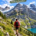 Vue panoramique du lac Oeschinen entouré de montagnes en Suisse