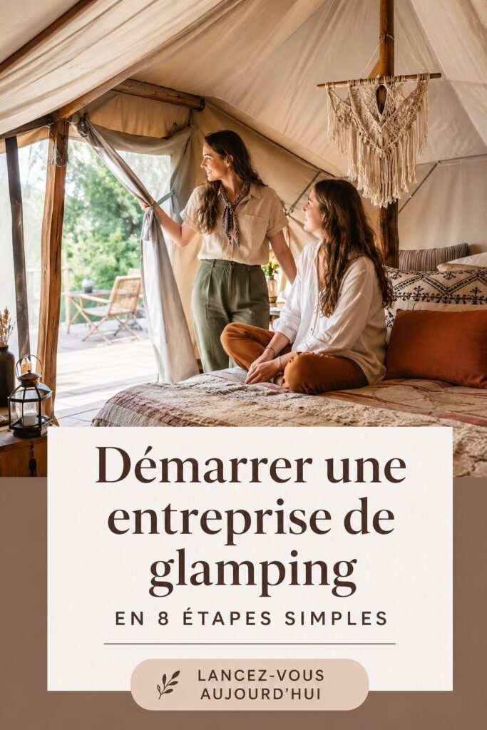 Un espace de glamping confortable avec une tente luxueuse et une vue naturelle