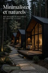Maison en bois minimaliste au milieu d'une forêt verdoyante
