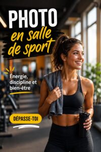 Femme prenant des photos de son entraînement en salle de sport