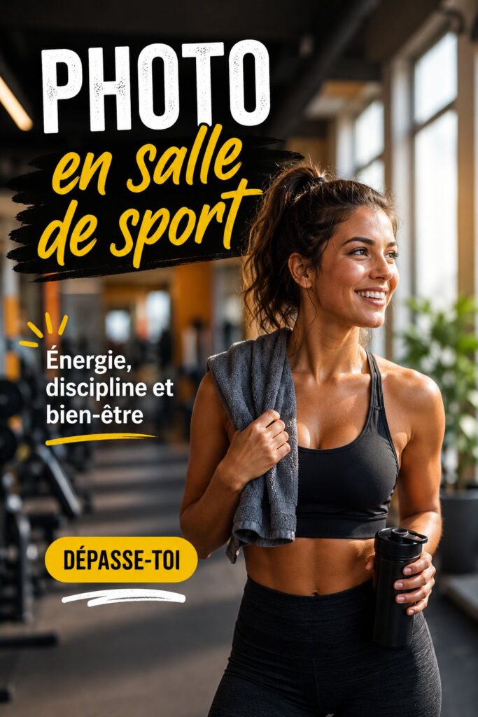 Femme prenant des photos de son entraînement en salle de sport
