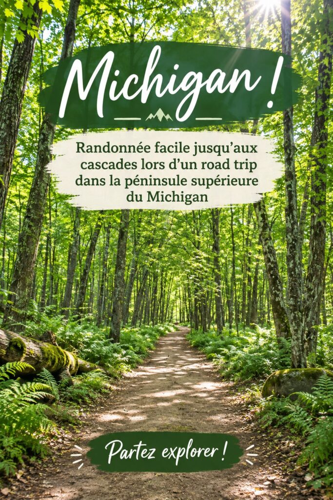 Randonnée vers une magnifique chute d'eau dans le Michigan en été