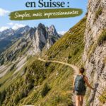 Randonnée facile en Suisse, vue sur la montagne et forêts verdoyantes