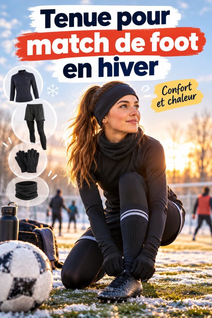 Femme en tenue de football d'hiver, prête pour un match en extérieur