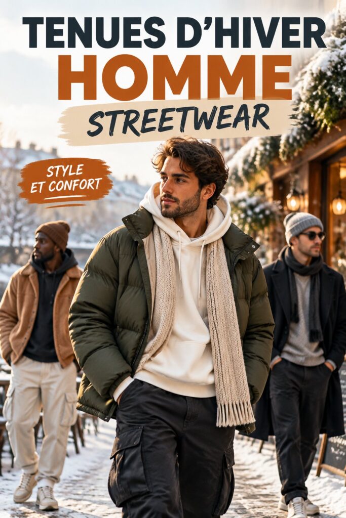 Une femme portant une tenue streetwear chaude et stylée pour l'hiver.