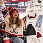 Femme portant une tenue stylée pour regarder un match de hockey