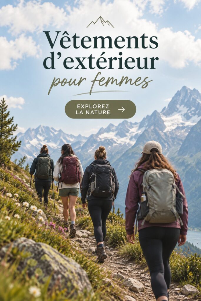 Femme en vêtements de randonnée élégants dans un décor naturel