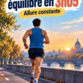 Femme courant sur une route, représentant l'importance des allures constantes pour un marathon.