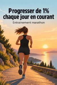 Femme en pleine course, représentant l'amélioration continue dans l'entraînement marathon.