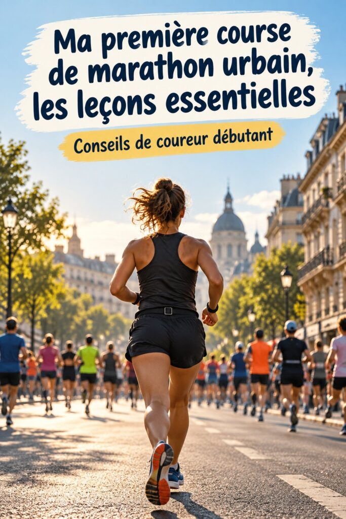 Femme courant le marathon de New York entourée de supporters.