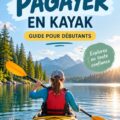 Une femme souriante pagayant en kayak sur un lac paisible, profitant de la nature.