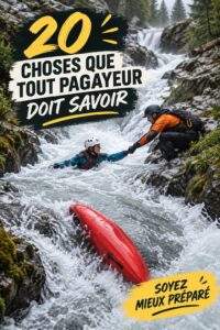 Femme en kayak sur un lac, entourée de montagnes et de verdure, avec un sourire rayonnant.
