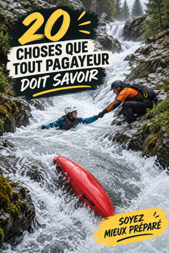 Femme en kayak sur un lac, entourée de montagnes et de verdure, avec un sourire rayonnant.
