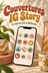 Exemple de couvertures Instagram colorées et tendance sur un smartphone