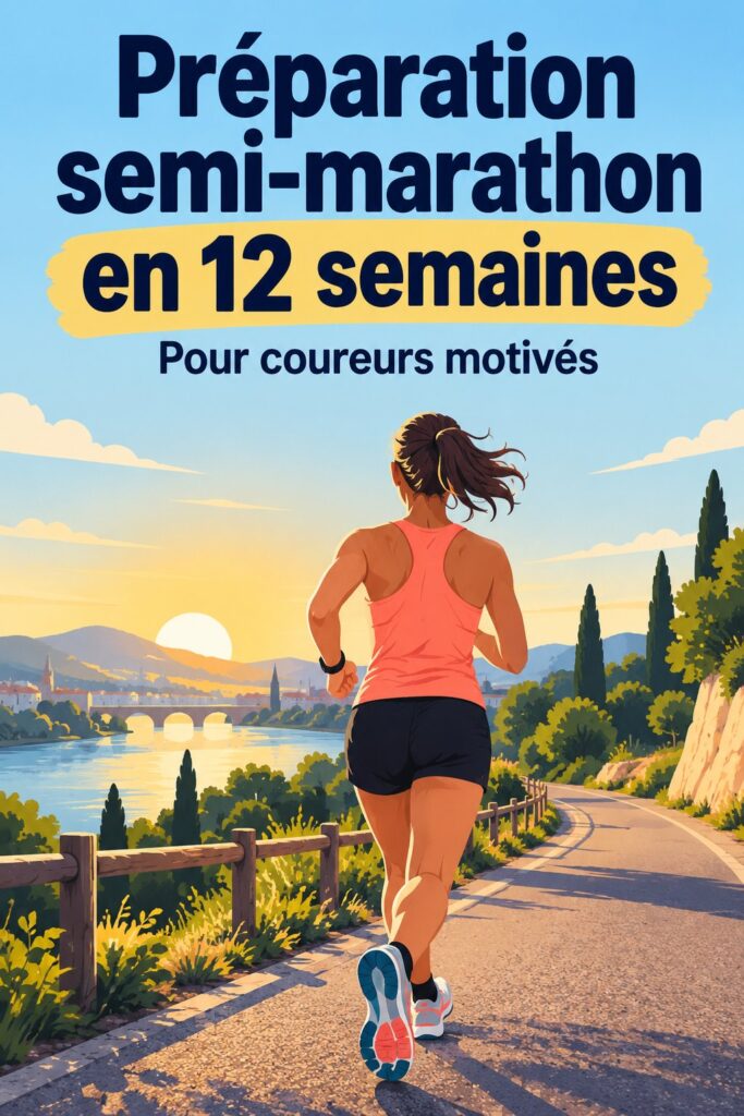 Vue d'une coureuse en train de participer au demi-marathon de Belfast avec un paysage urbain en arrière-plan.