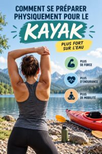Femme faisant du kayak sur un lac. Entraînement physique adapté au kayak.