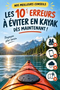Une femme en kayak sur un lac, prête à pagayer, avec un sourire de satisfaction.