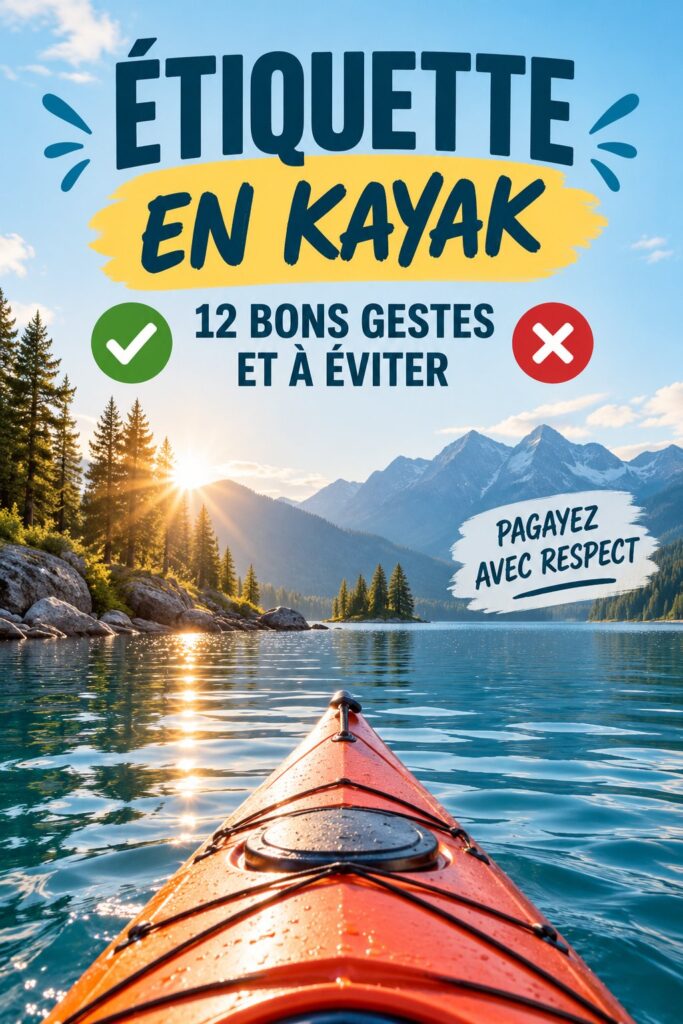 Femme pratiquant le kayak sur un lac paisible, respectant les règles d'étiquette en pleine nature.
