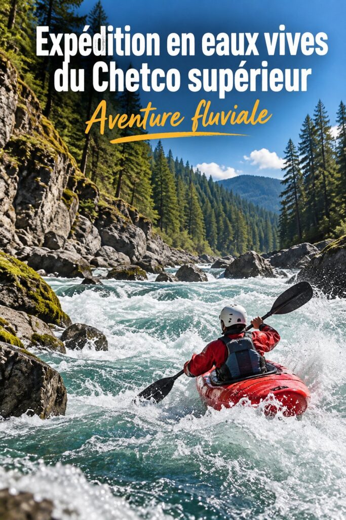 Une vue panoramique de la rivière Upper Chetco entourée de nature verdoyante.